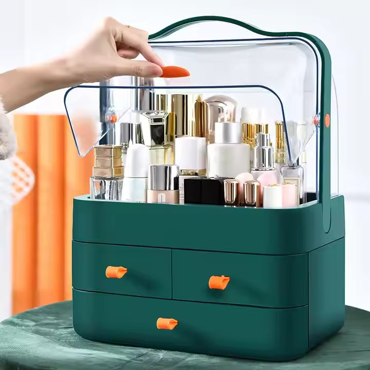 Acrylic Double Door Makeup & Cosmetic Organizer β Stylish, Dustproof & Spacious Storage Solution