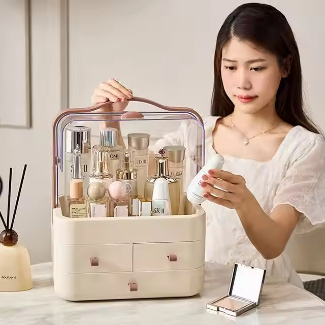 Acrylic Double Door Makeup & Cosmetic Organizer β Stylish, Dustproof & Spacious Storage Solution