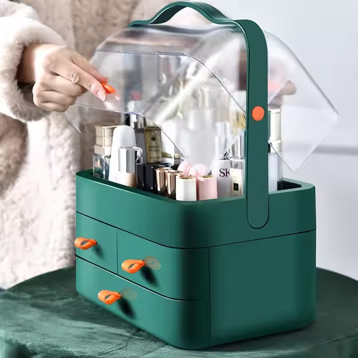 Acrylic Double Door Makeup & Cosmetic Organizer β Stylish, Dustproof & Spacious Storage Solution