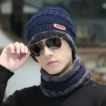 Winter Woolen Beanie Cap & Neck Warmer Combo β Stylish Head & Neck Protection for Men & Women (Random Color) β Free Delivery!