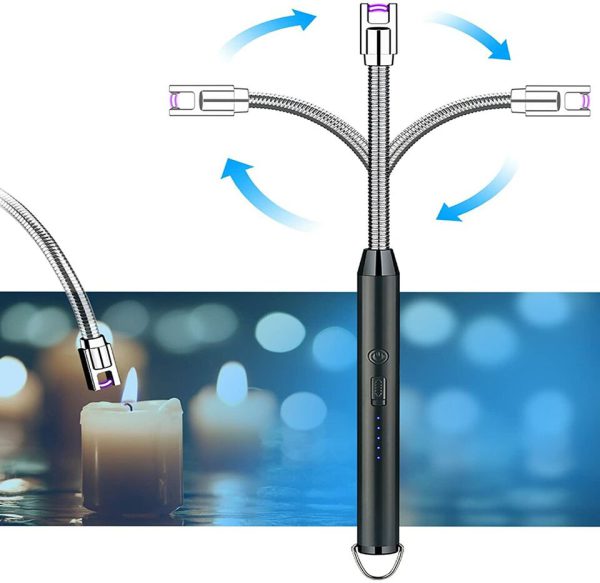 USB Rechargeable Arc Lighter β Flameless, Windproof Design with LED Battery Display & Safety Switch | 360Β° Rotating for Aromatherapy (Random Colors) π¬β¨