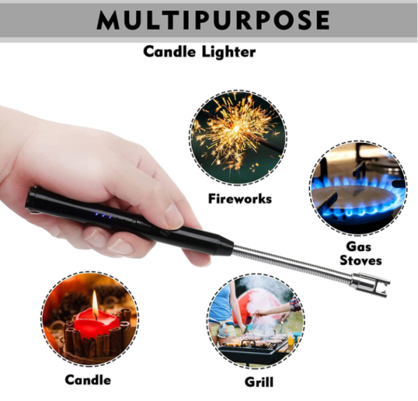 USB Rechargeable Arc Lighter β Flameless, Windproof Design with LED Battery Display & Safety Switch | 360Β° Rotating for Aromatherapy (Random Colors) π¬β¨