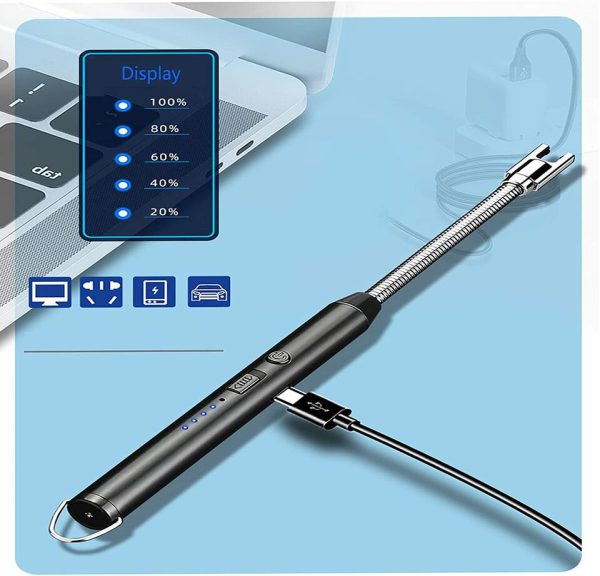 USB Rechargeable Arc Lighter β Flameless, Windproof Design with LED Battery Display & Safety Switch | 360Β° Rotating for Aromatherapy (Random Colors) π¬β¨