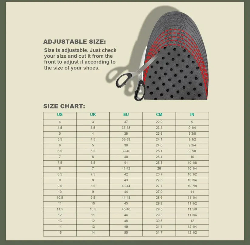 Height Increase Insoles for Men & Women (1 Pair) – Adjustable Size